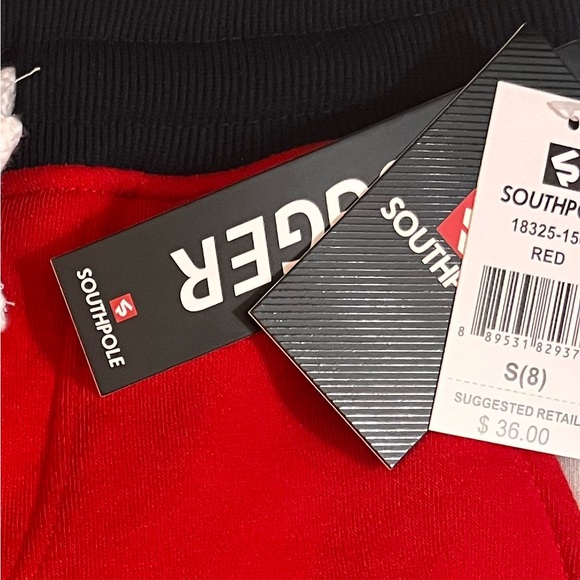 NWT South Pole Boy's Small Red Jogger Sweatpants with Navy Striped Sides - Picture 6 of 7
